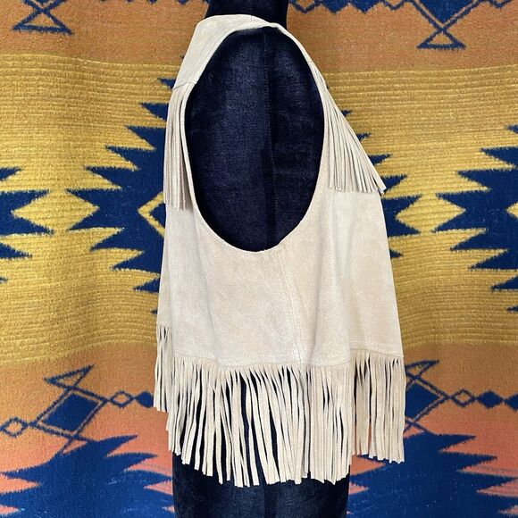 Vintage Sasson Suede Fringe Open Best. Medium. Boho Hippie Festival Wear. Rare. - Picture 2 of 7